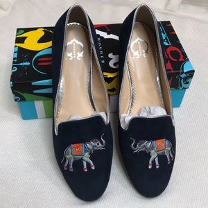 C.Wonder Lucy Blue Suede Embroidered Flats9.5